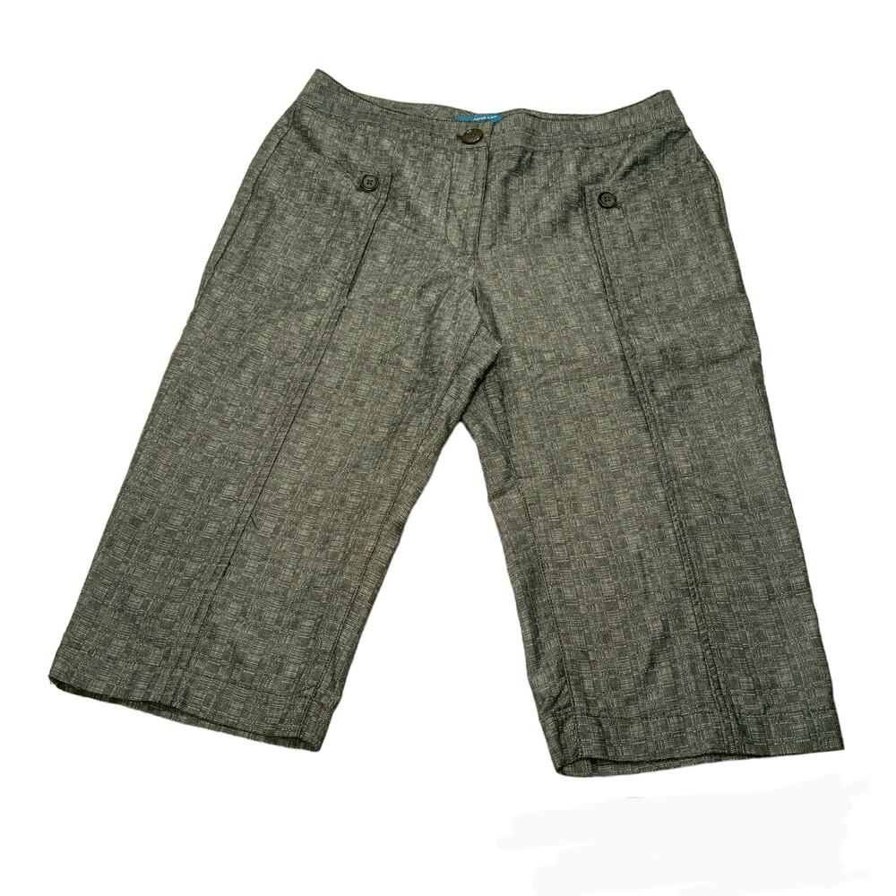 Derek Lam Women's 8 Cropped Twill Pants/ Bermuda Shorts Black/Gray Pockets